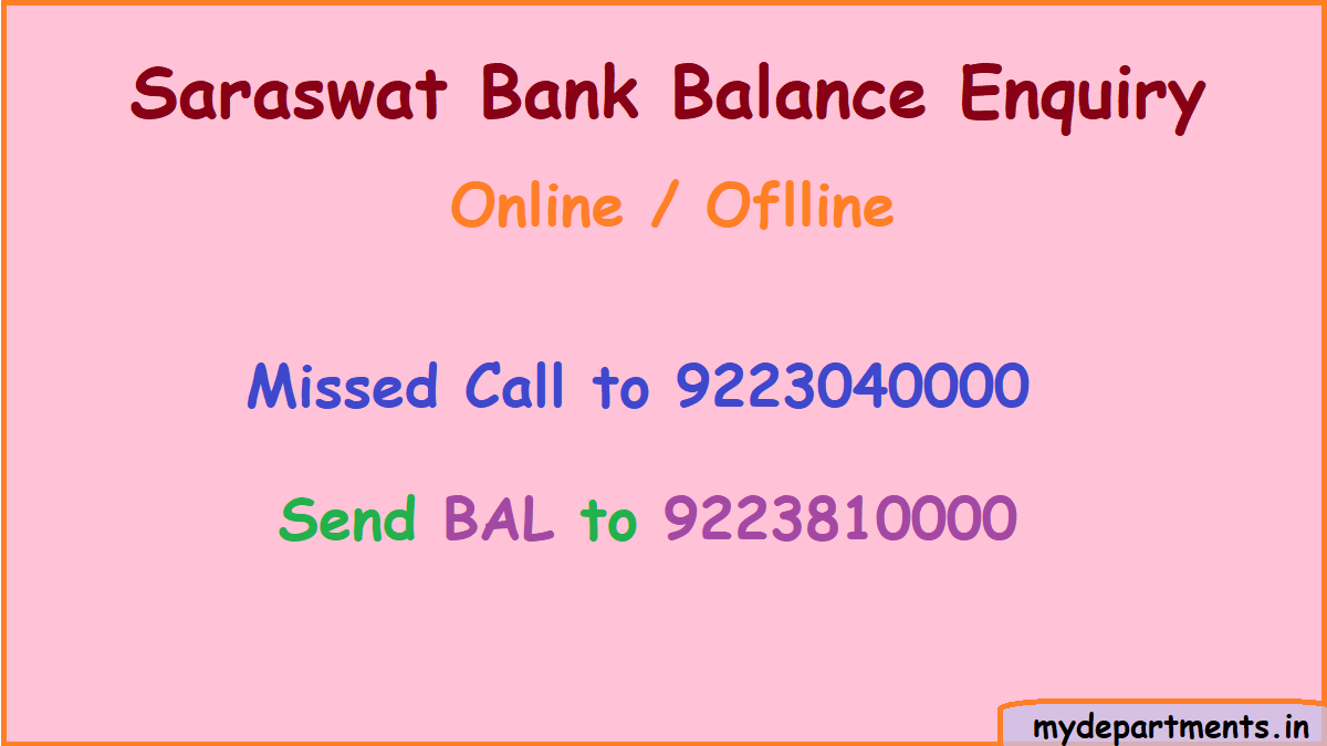 Saraswat Bank Balance Enquiry